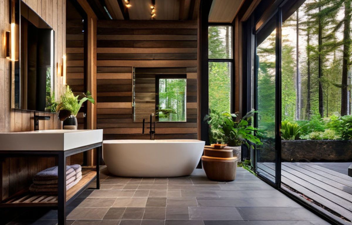 Images of bathrooms with sustainable materials and features could help to convey this trend. Consider close-up shots of reclaimed wood or recycled glass, or wider shots that show the overall design
